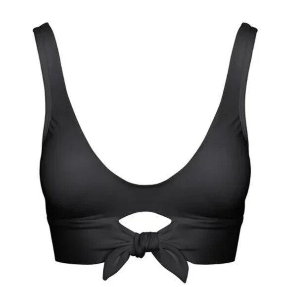 ROBIN PICCONE Ava Knot Bikini Top in Black Minimalist Stretch Preppy - Size XS - Picture 1 of 12